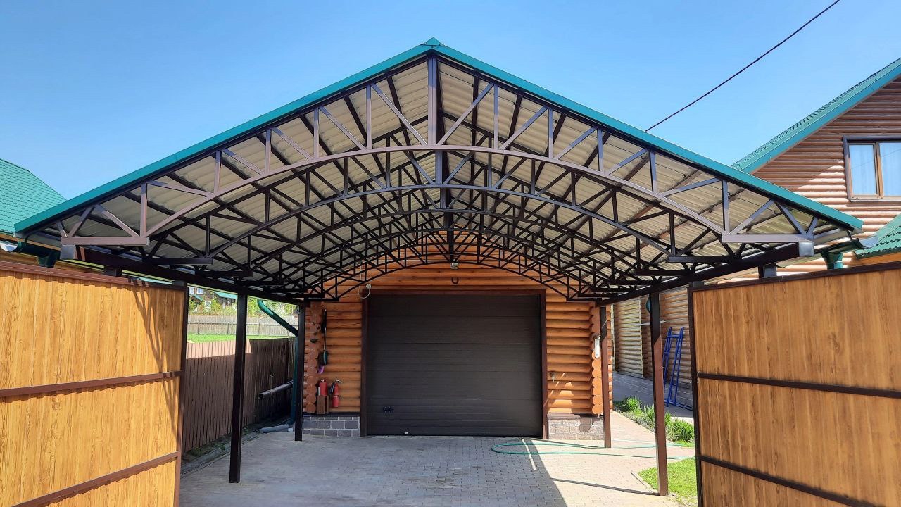 Односкатный навес из сотового поликарбоната