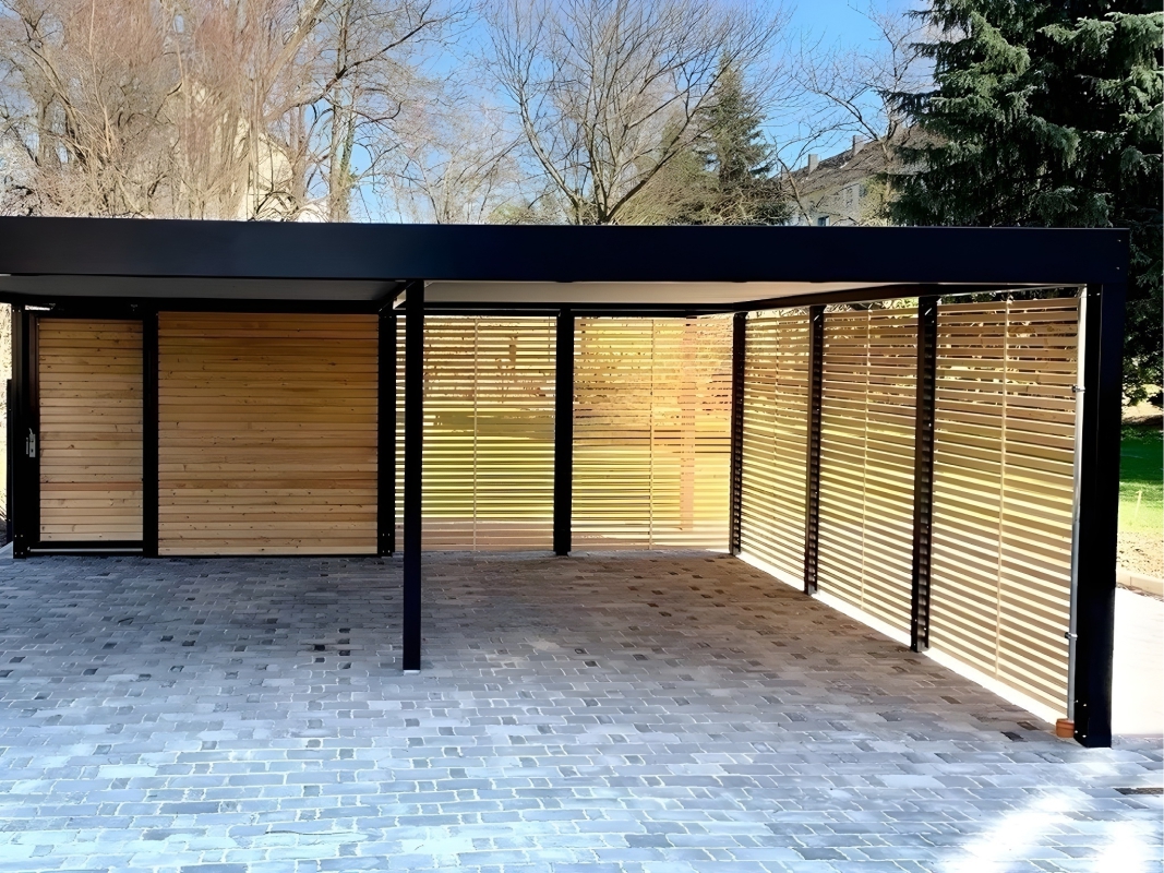 Односкатный навес из сотового поликарбоната